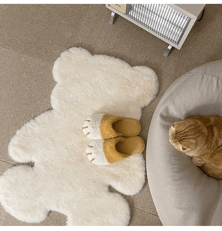 Teddy Bear Rug (White) From Above