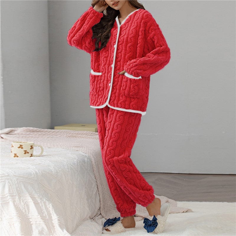 Emboosed Fluffy PJs Red (Christmas)