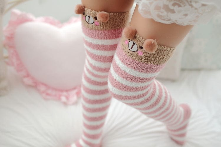 Teddy Legs - Thigh High Socks (Cuddle Pink)